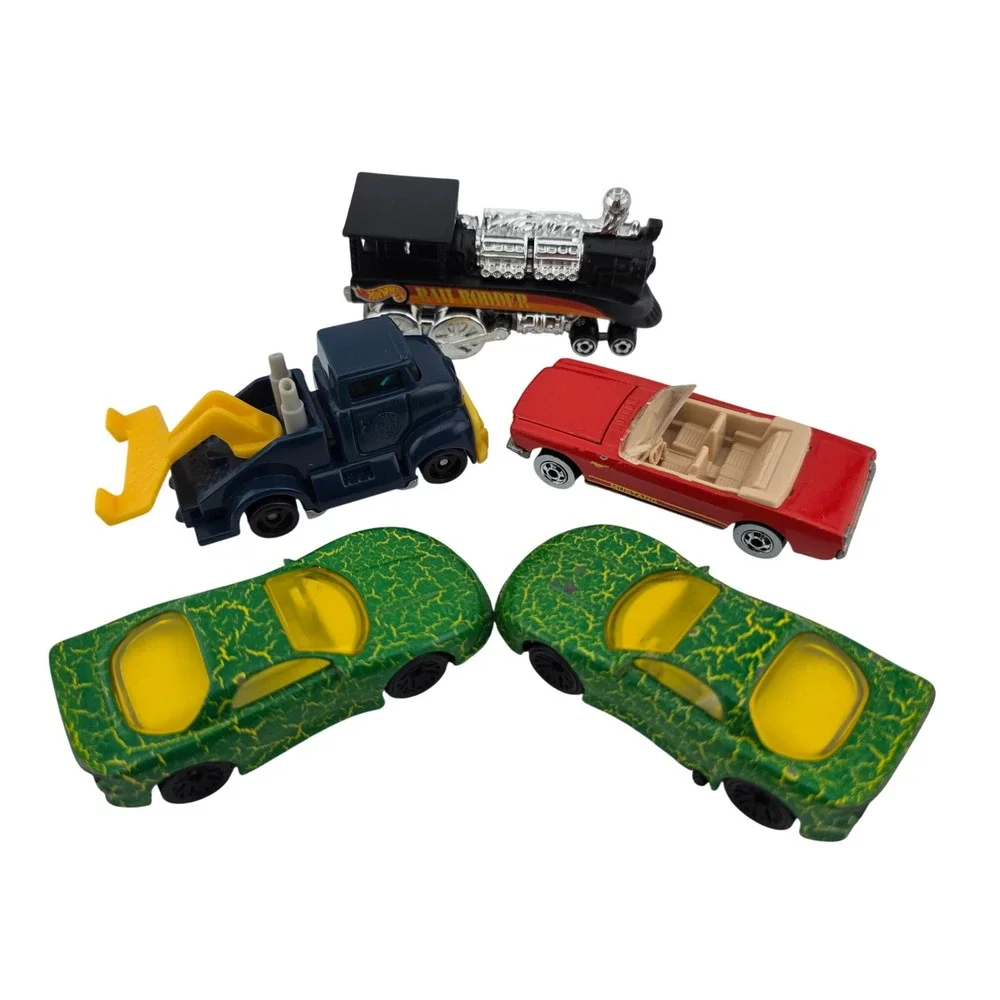 Hot Wheels Diecast Toy Car Lot Mustang Rail Rodder 5pc GOOD Tow Truck Krackle